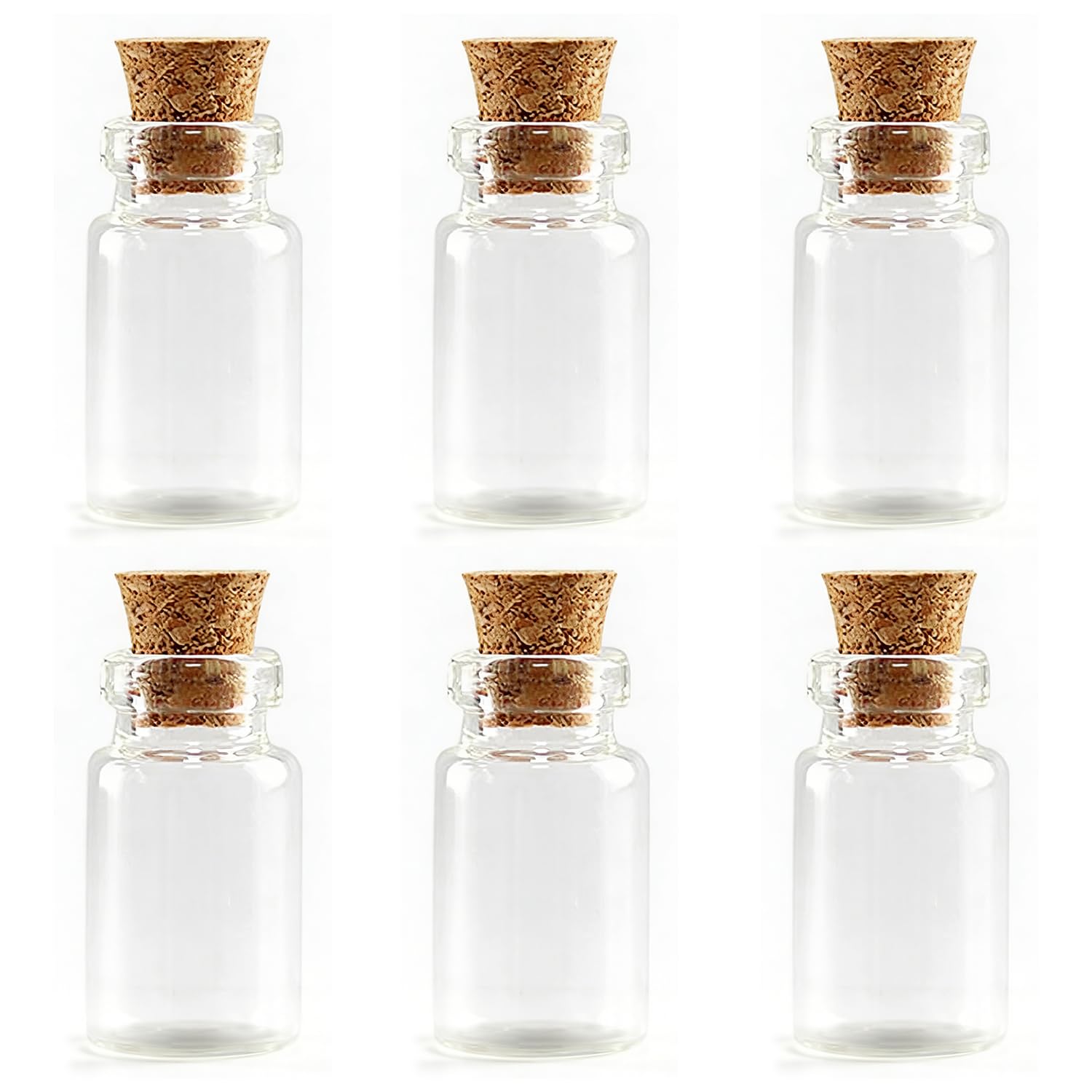 Hopzab Mini Clear Glass Bottles with Cork Stoppers Small Empty Glass Jars Little Spell Bottles Wishing Jars Miniature Potion Bottle for DIY Craft Message Decoration Storage(6 Pcs)