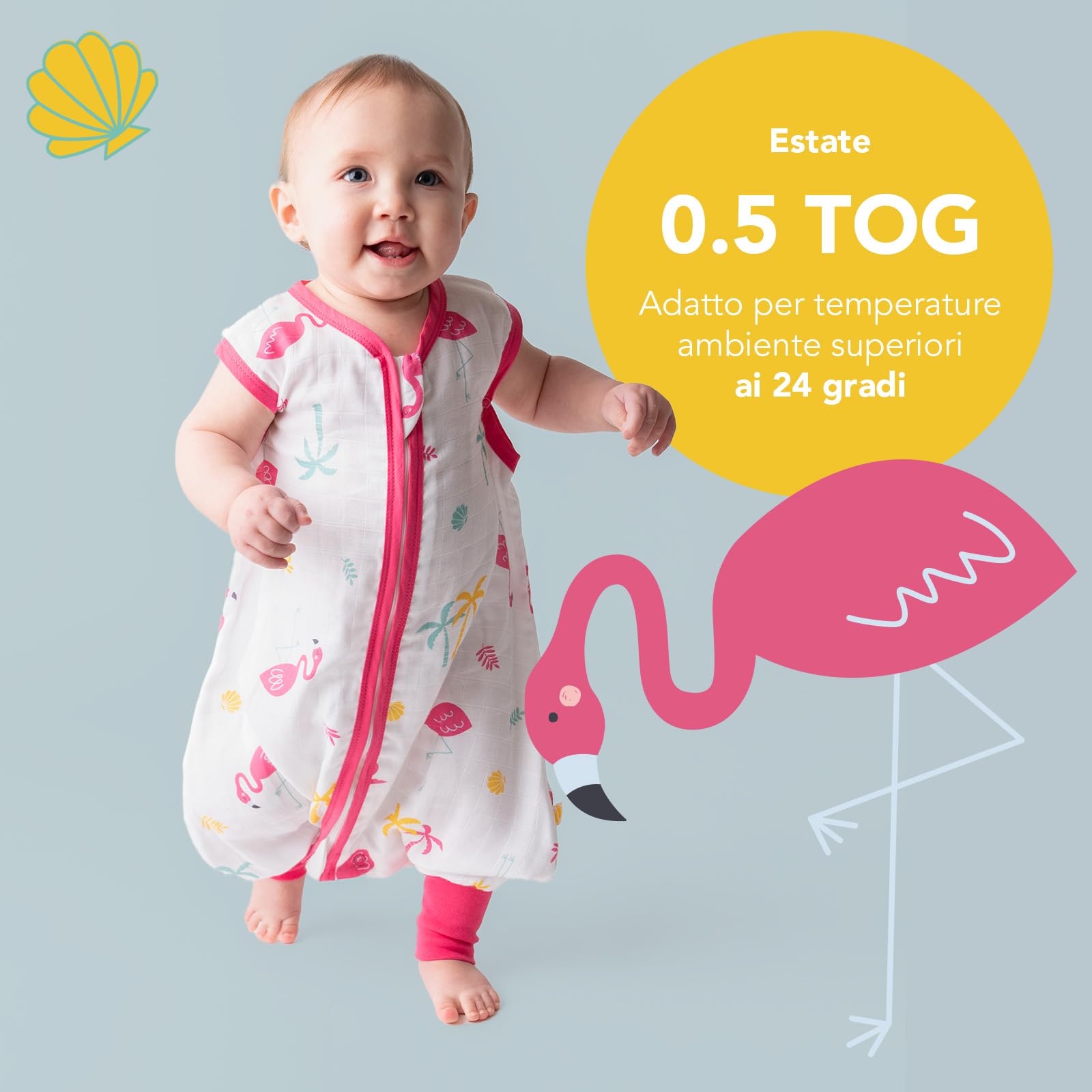 Slumbersac Sacco nanna con piedini bambini 0.5 Tog I Sacco nanna estivo | Sacco nanna Mussola di bambù
