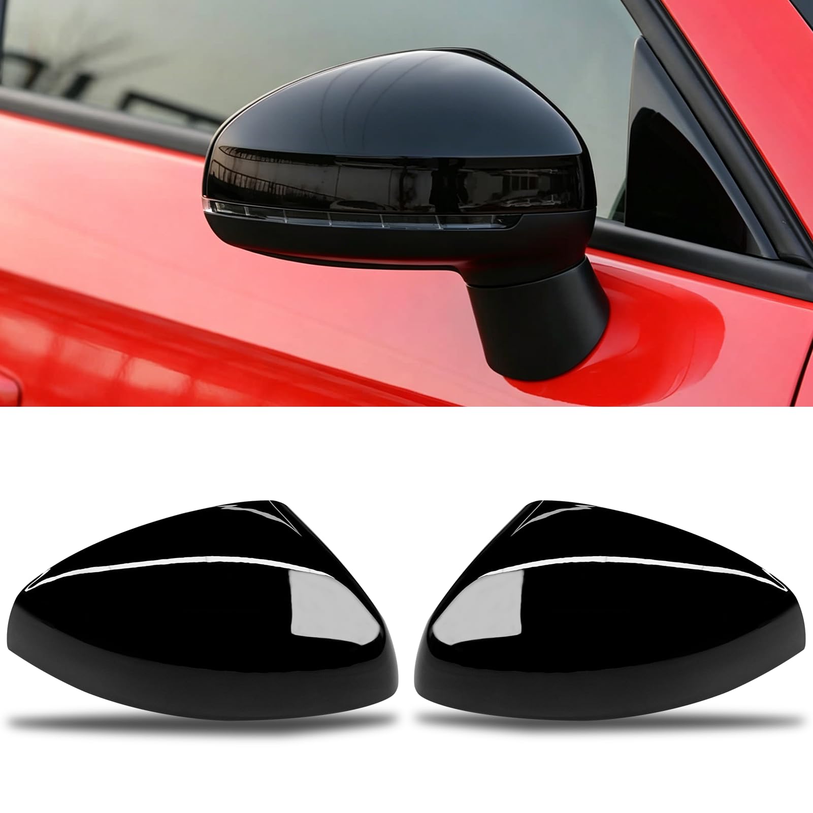 TTCR-II 2 PCS Calotte Specchietti Compatibile con Audi A1 8X 2010 2011 2012 2013 2014 2015 2016 2017 2018, Sinistra+Destra Coperchio Specchio Retrovisore A1 8X Copri Specchietto - Nero