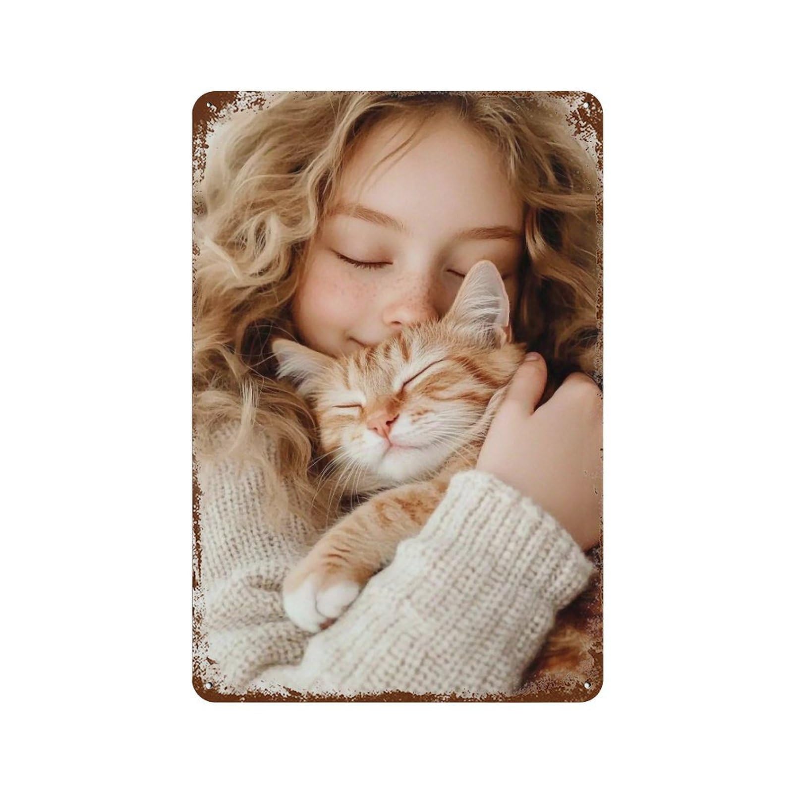 YHGERTKU Feline Cuddle 04 Wall Art Retro Iron Vintage Metal Tin Sign Poster Modern Decor for Living Rooms Gift 30x20cm