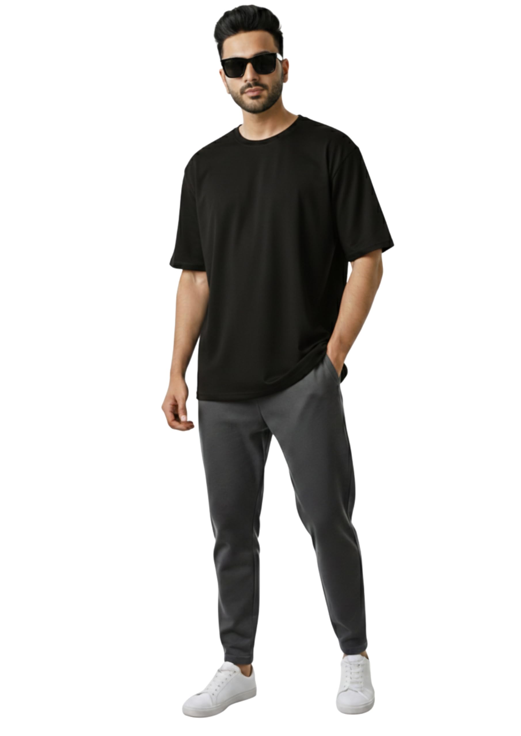 Men’s Oversized Solid T-Shirt | 100% Cotton | 270 GSM Heavyweight Fabric | Baggy Drop Shoulder Casual Tee-image-21