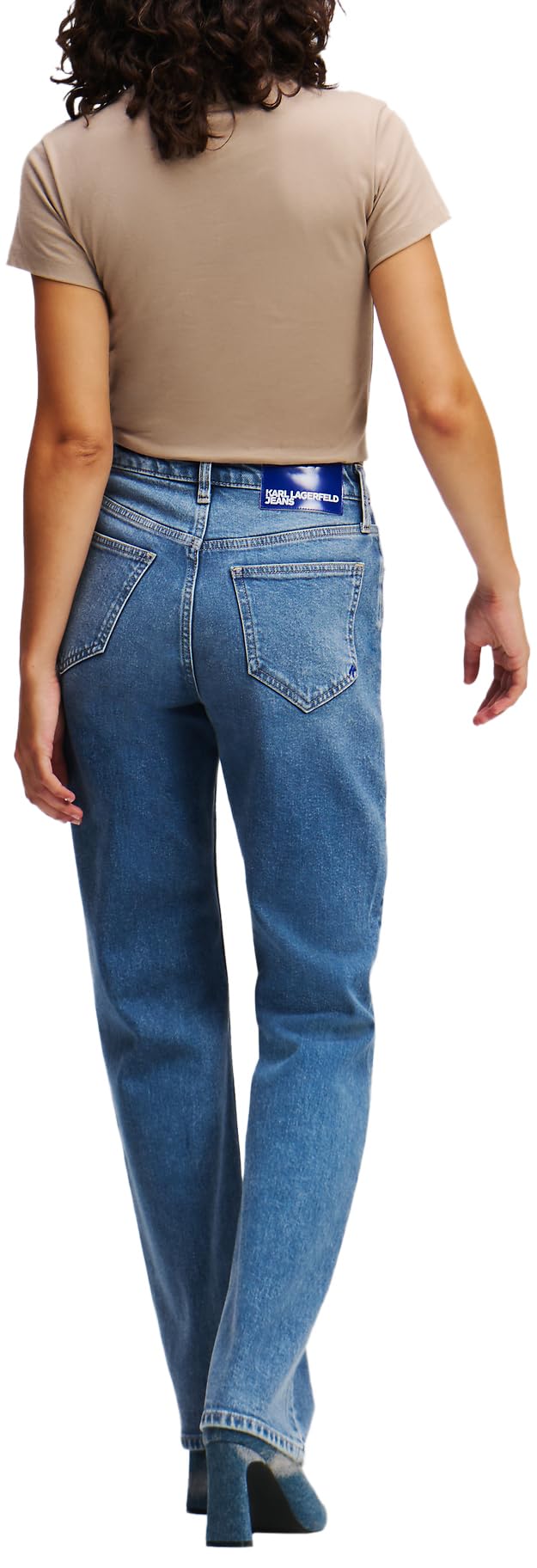 Karl Lagerfeld Jeans, Damskie, High Rise Straight Denim, Prosta Nogawka, Niebieski, 3032
