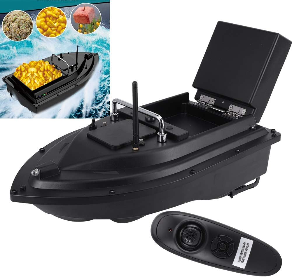 Alomejor RC Bait Boat, Finder Auto Feeder,Automatic Feeder Boat,500m Range 2kg Load 100-240V Compatible,for Freshwater Saltwater Anglers Lake River Ocean Fishing