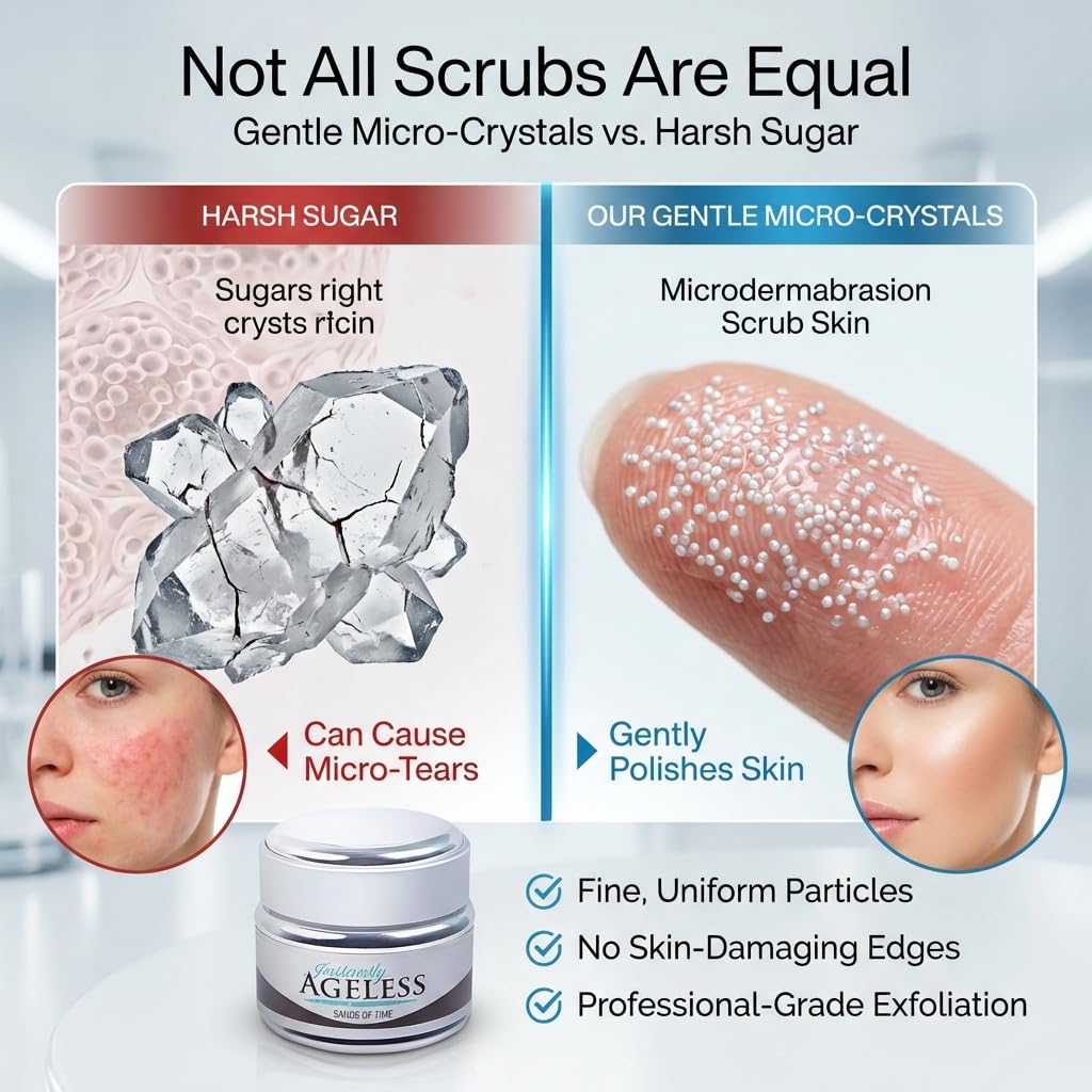 Instantly Ageless Sands of Time Microdermabrasion Facial Scrub - Skin Care Face Exfoliator with Vitamin E and fruit extracts - Best To Use Before Face Moisturizer - 1.7 oz