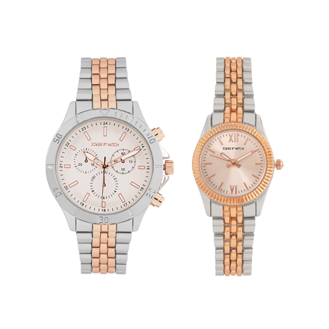 Joker & Witch Stainless Steel Meredith & Derek Couple Analogue Watches, Rose Gold Dial, Multi-Color Band (B0CVL4ZRRD) Amazon Price History, Amazon Price Tracker