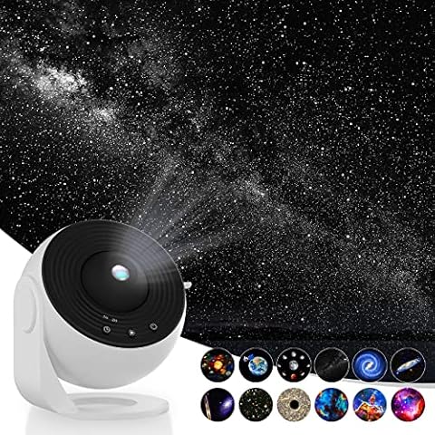 Syslux Star Projector, Planetarium Projector for Bedroom Ultra Clear Galaxy Night Light with 4K Replaceable 12 Galaxy Discs 360 Degree Rotation Real Sky Light for Kids Room Birthday Valentines Gift Cover