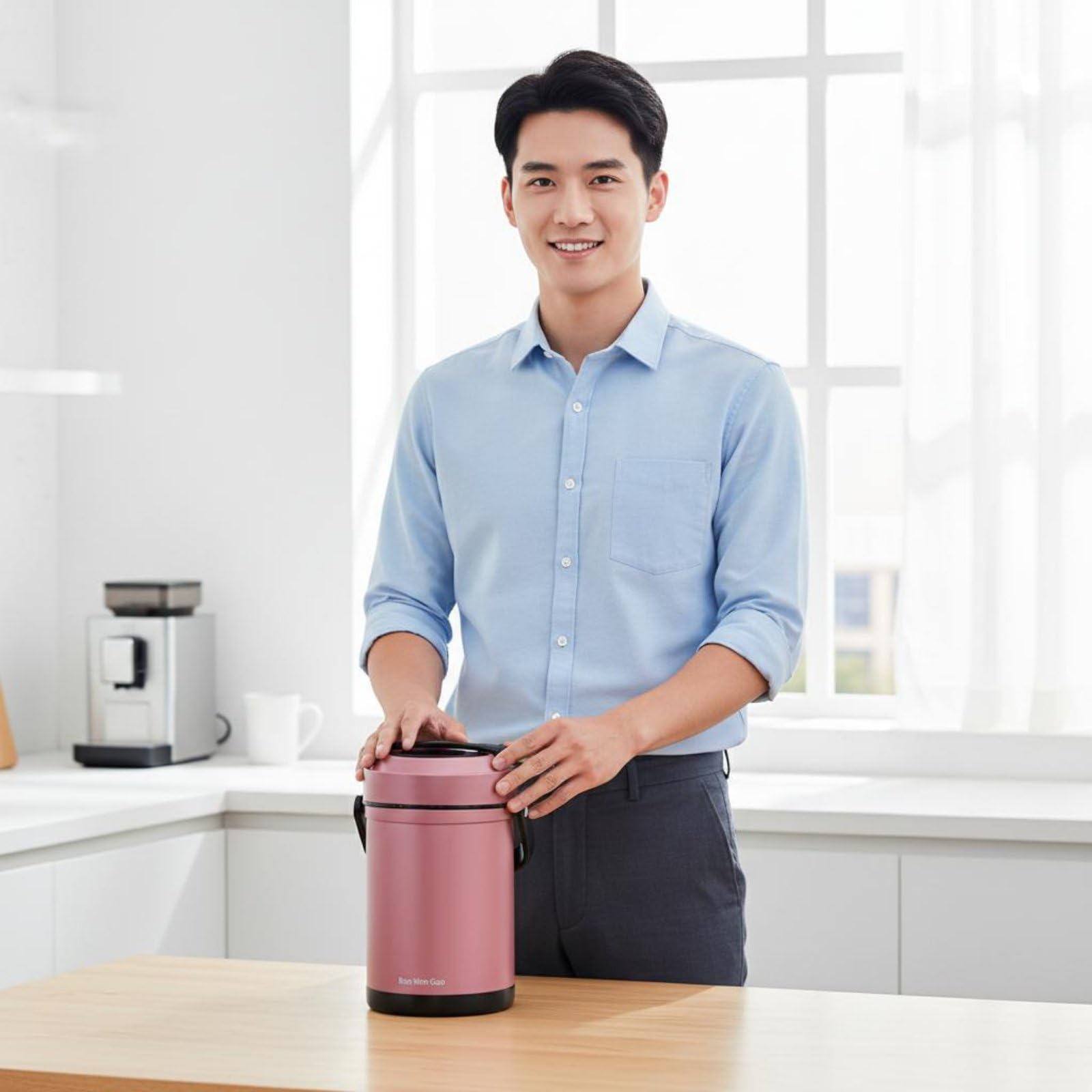 Contenedor Comida Térmica Acero Inoxidable ble Contenedor Térmico Acero Inoxidable Reutilizable Termo Comida para Trabajo, Viaje, Gris, Gris, 3.0L