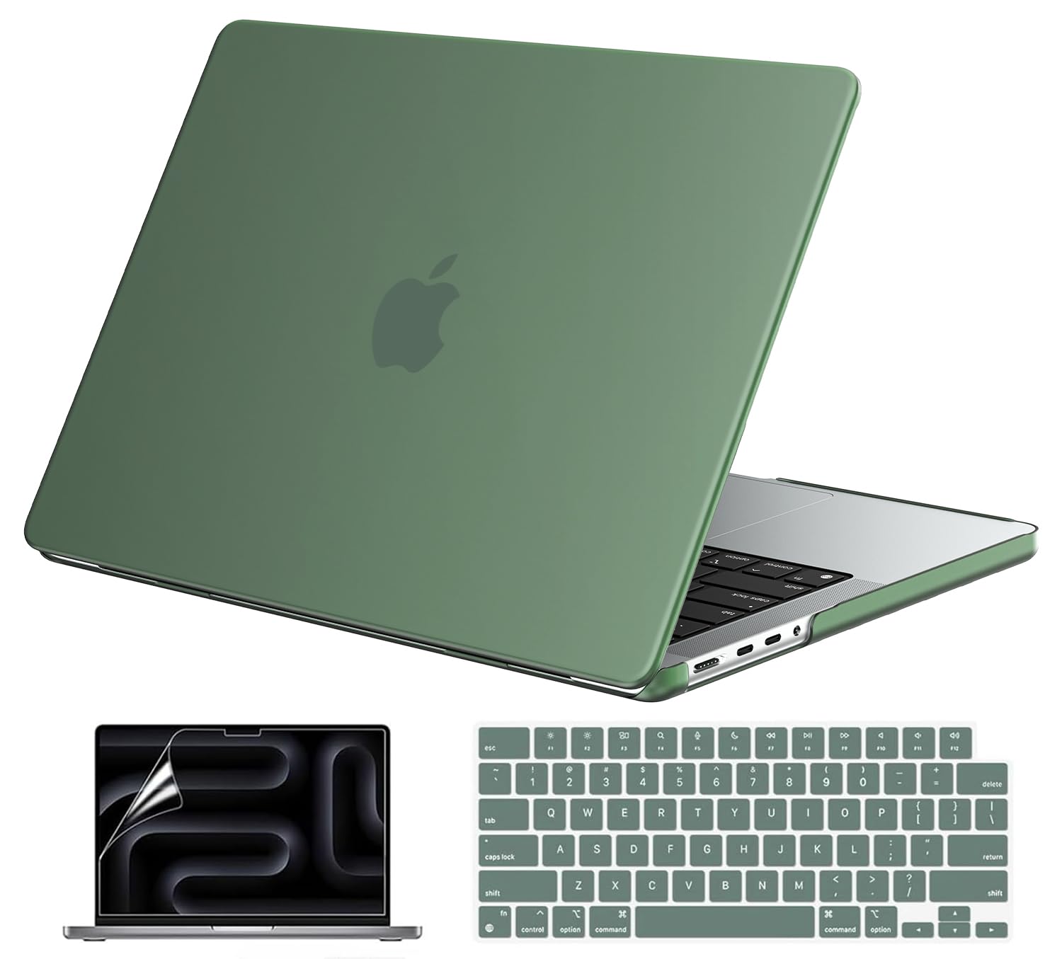 EooCoo Case for MacBook Pro 14 inch M5-M1 Pro/Max 2026-2021, Matte Green