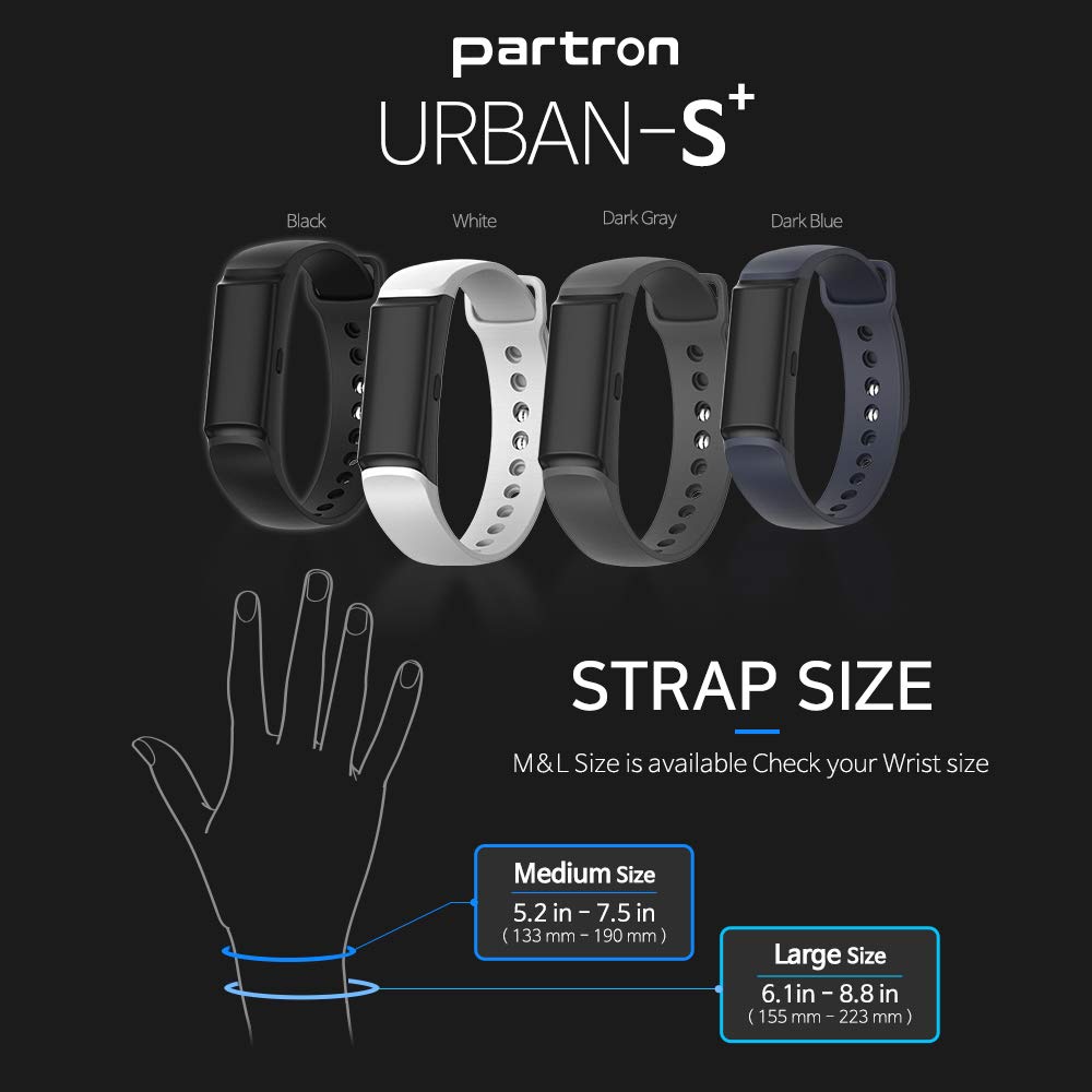 Partron Urban S+ PWB-250 Fitness Band Strap Size Guide