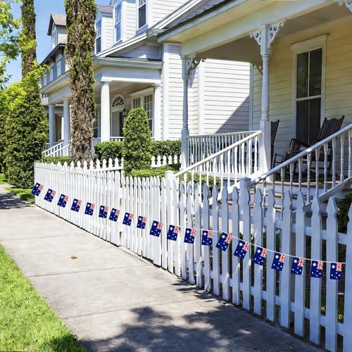 Image of AhfuLife 33 Ft Australia String Flags Banner for World Cup Decorations 2026, 30 Pcs Small Australian Bunting String Flags, Double Sided for National Day Garden Sports Party Decor (5.5x8.3 Inch)