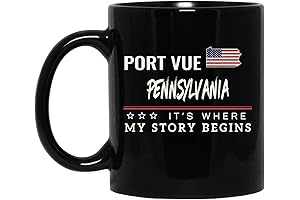 American Flag Mug Port Vue Pennsylvania Coffee Cup 11oz Black
