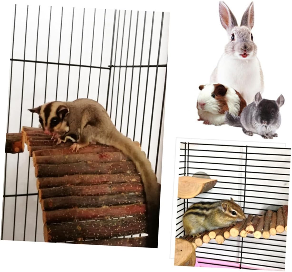 Wooden Pet Climbing Ladder Chewing Toy for Hamsters Mice and Small Animals Hanging Bridge for Play and Resting