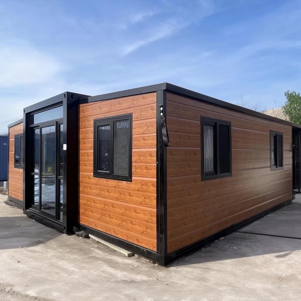Warm Wood & Matte Black Foldable Retreat - A Modern Modular Living Solution