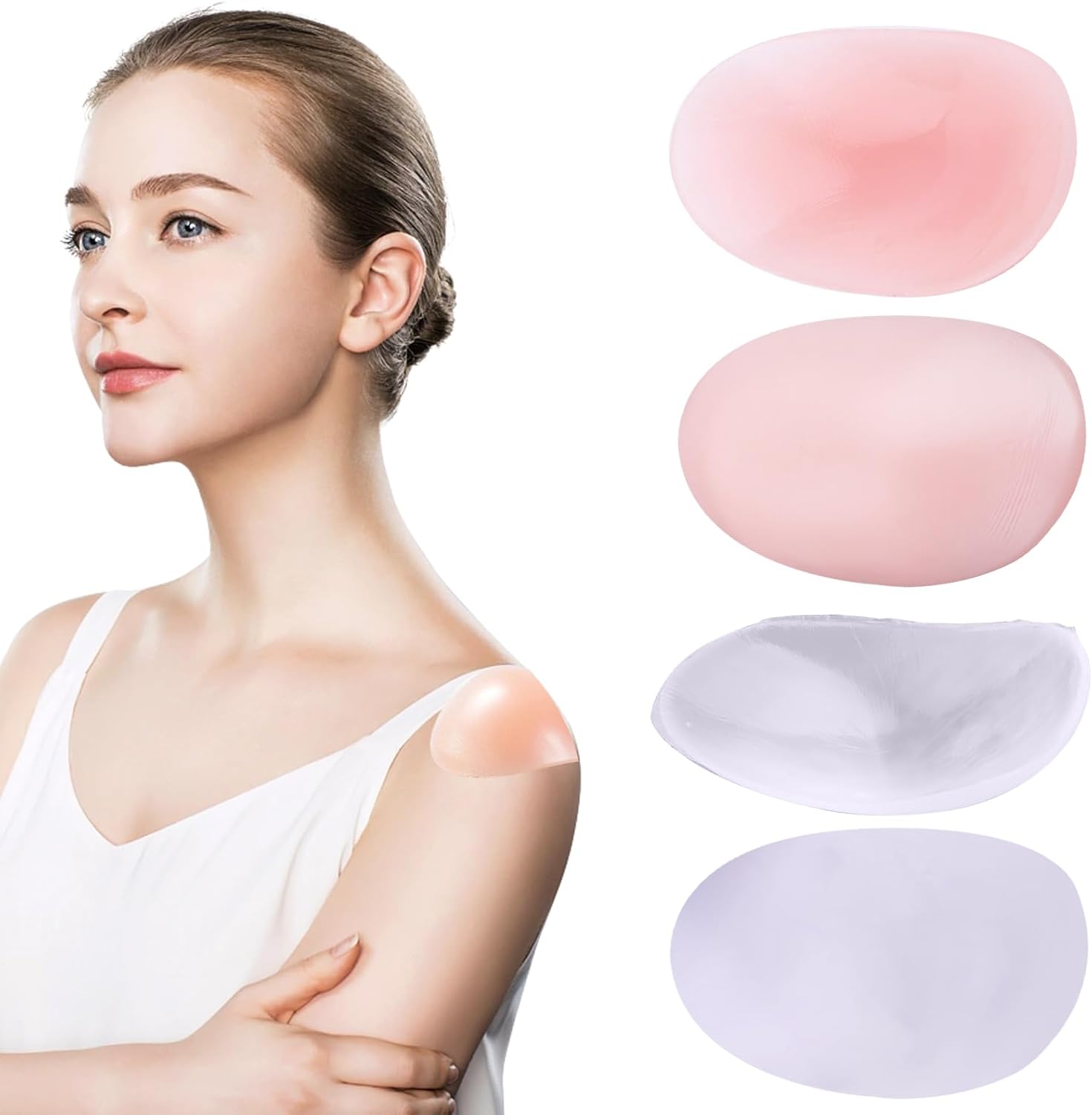 2 Pairs Silicone Shoulder Pads for Women AntiSlip Invisible Reusable