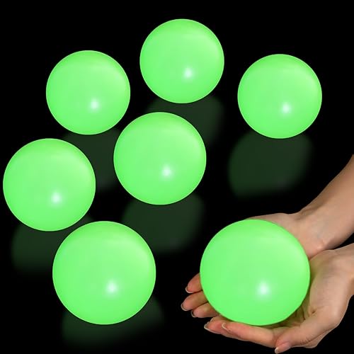 Liliful Pelota antiestrés gigante de 4 pulgadas que brilla en la oscuridad, bolas adhesivas sensoriales para concentración, bolas de techo blandas