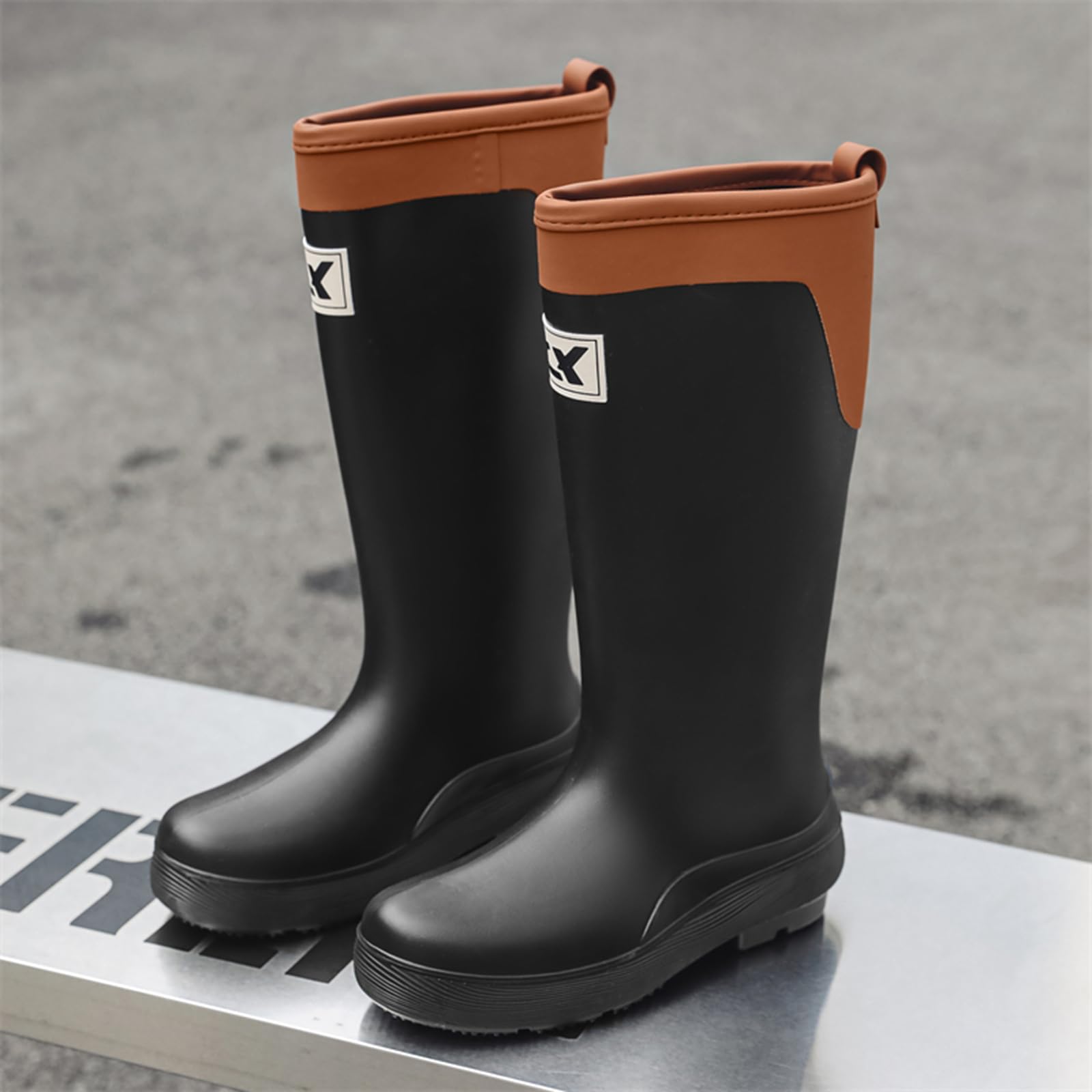 Bottes de pluie pour femme, hauteur moyenne, chaussures de jardin imperméables en PVC avec semelle antidérapante, légères et confortables pour l'extérieur et les jours de pluie