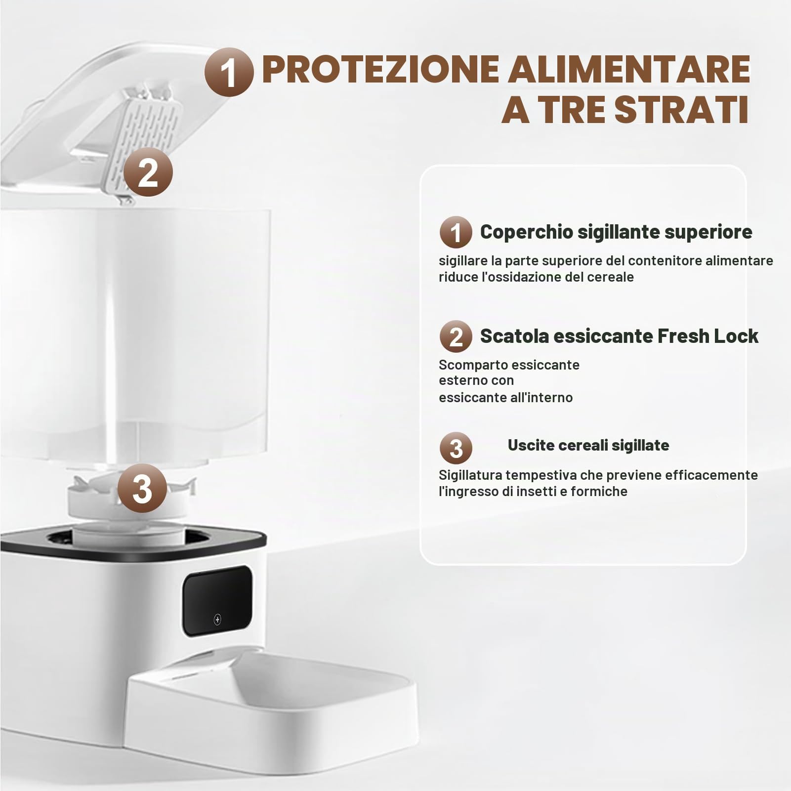 4L Distributore automatico di cibo per gatti, distributore automatico intelligente WiFi, controllo tramite app, doppio alimentatore,distributore di cibo per gatti e cani (6 litri, doppia ciotola)