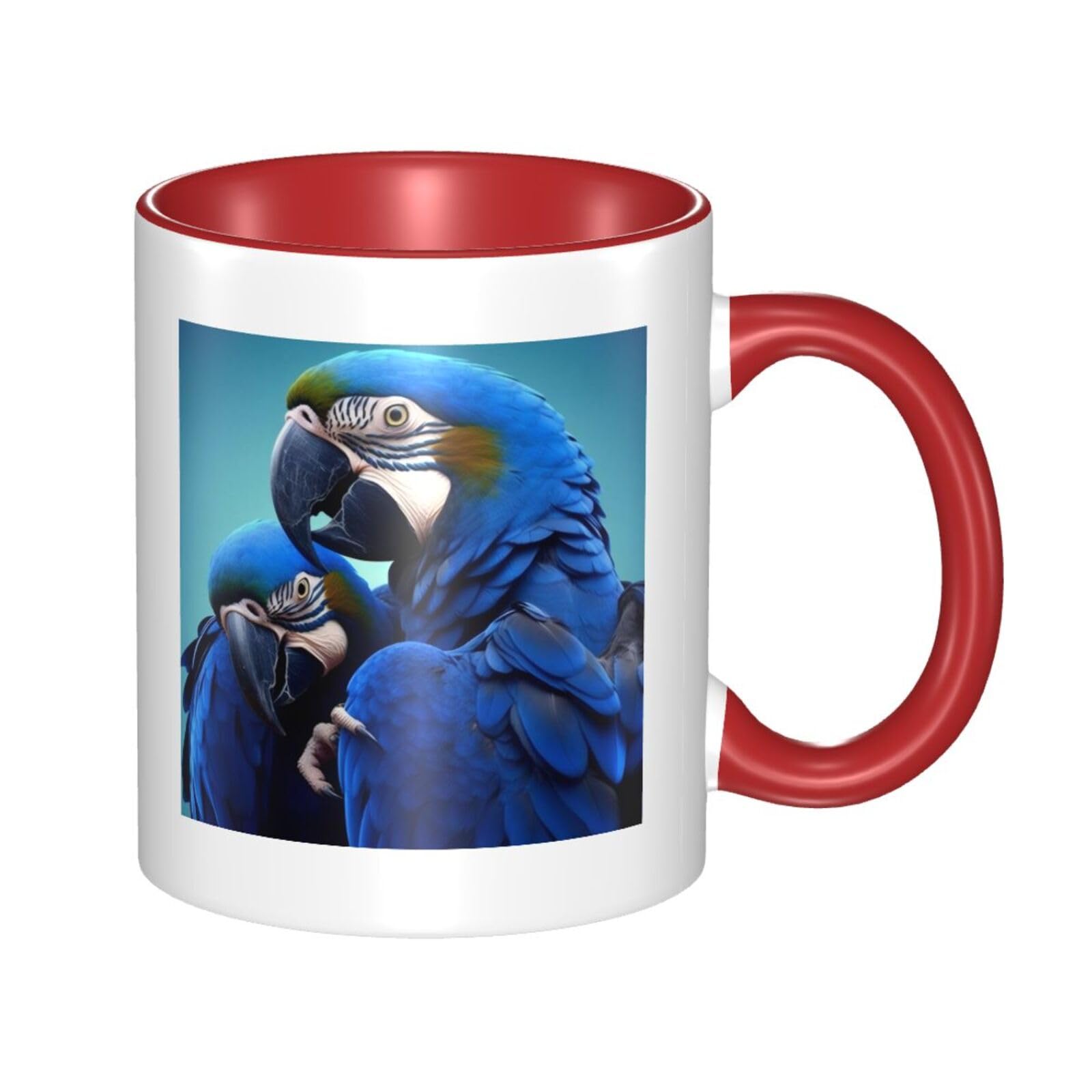 Blue Parrot Hugging - Double Color Ceramic Mug â€“ 11oz Coffee & Tea Drinking Cup with 3D Pattern â€“ Funny Mugs for Cute Gifts