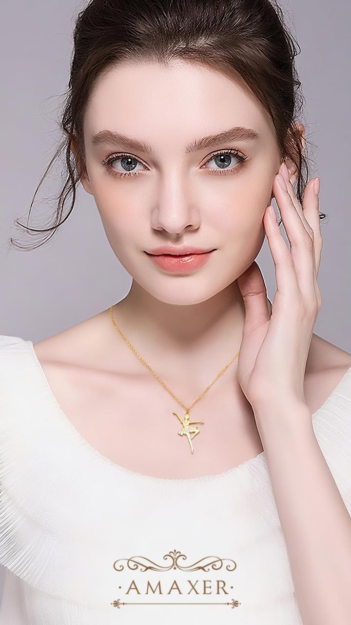 Amaxer Adjustable Ballerina Pendant Necklace for Women Stainless Steel Enamel Art Charm Ballet Dancer Jewelry - Image 2
