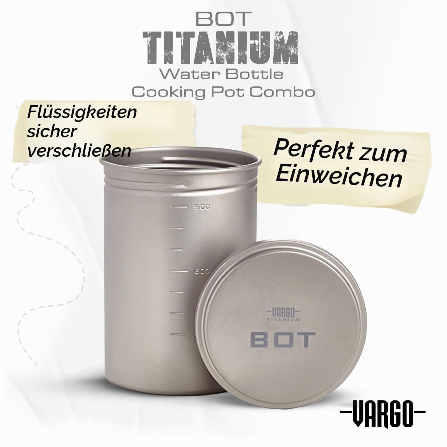 Vargo Trinkflasche und Topf in einem BOT Bottle Pot, Grau, 1 Liter, 1647820