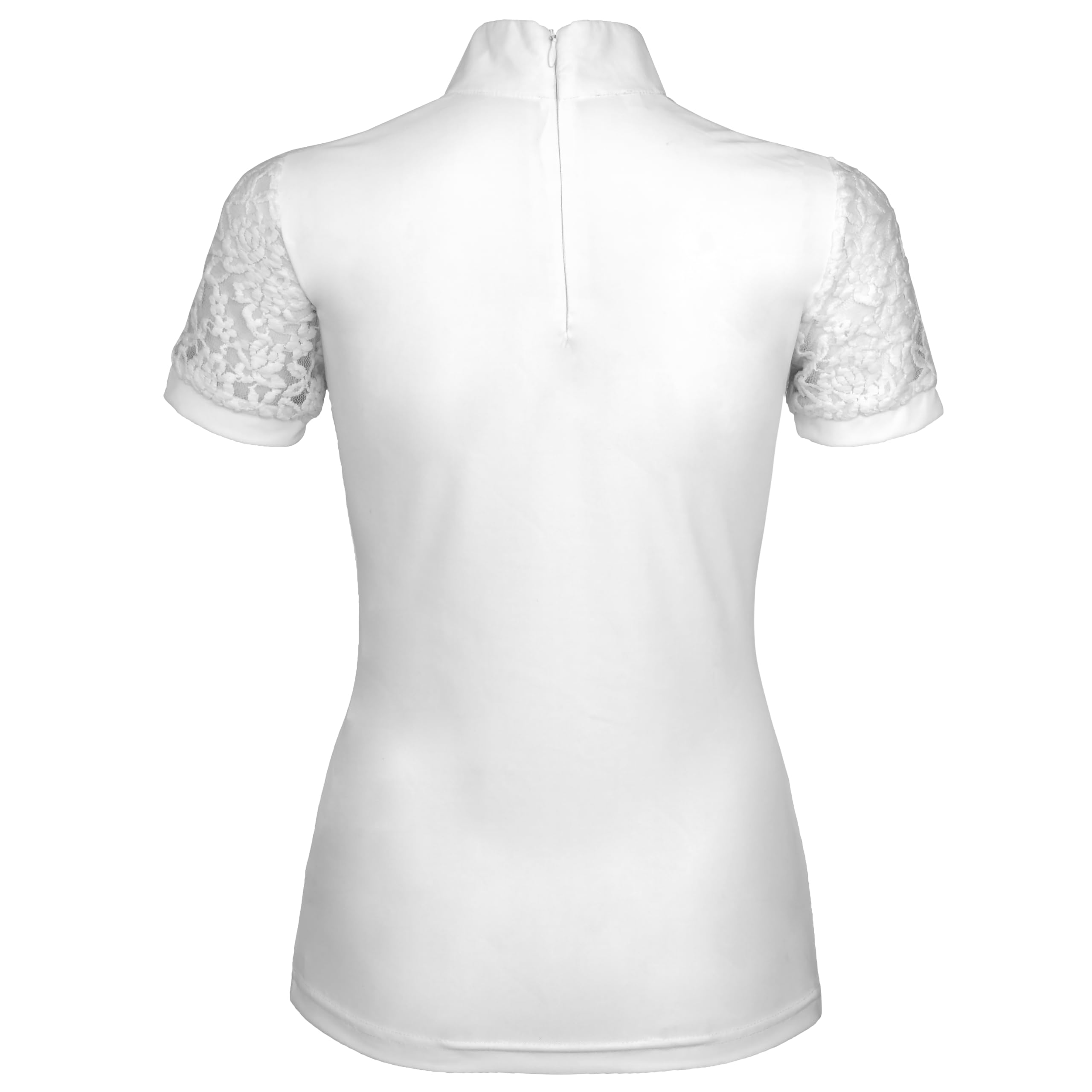 Eloise Damen Turniershirt – Elegante Reitbluse mit Spitze Kristallen False Touch Material atmungsaktiv Langarm Turnierbekleidung
