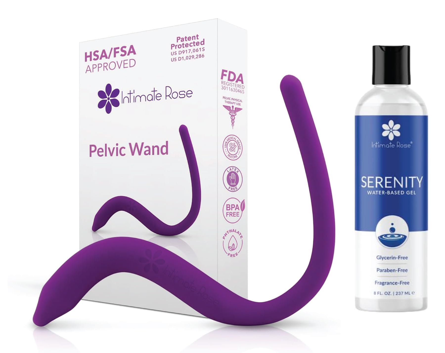 Intimate Wellness Bundle: Premium Water-Based Lubricant and IntimateRose Pelvic Wand - Enhanced Comfort and Pelvic Health for Men and Women