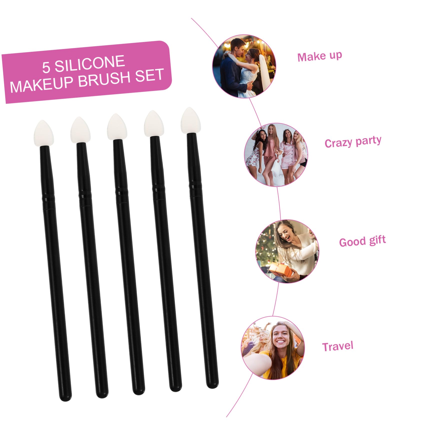 BESPORTBLE 5 Pinceles De Sombra De Ojos De Silicona - Aplicadores Profesionales Para Maquillaje - Ideal Para Sombra De Ojos Brillantes y Metálicos Herramientas De Belleza Perfectas