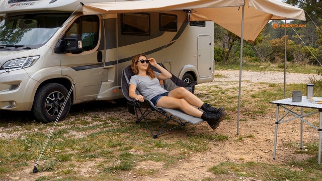 HOPERAN Silla de Camping Sobredimensionada con Reposapiés, Capacidad 500 lbs, Silla Acolchada para Jardín miniatura 7