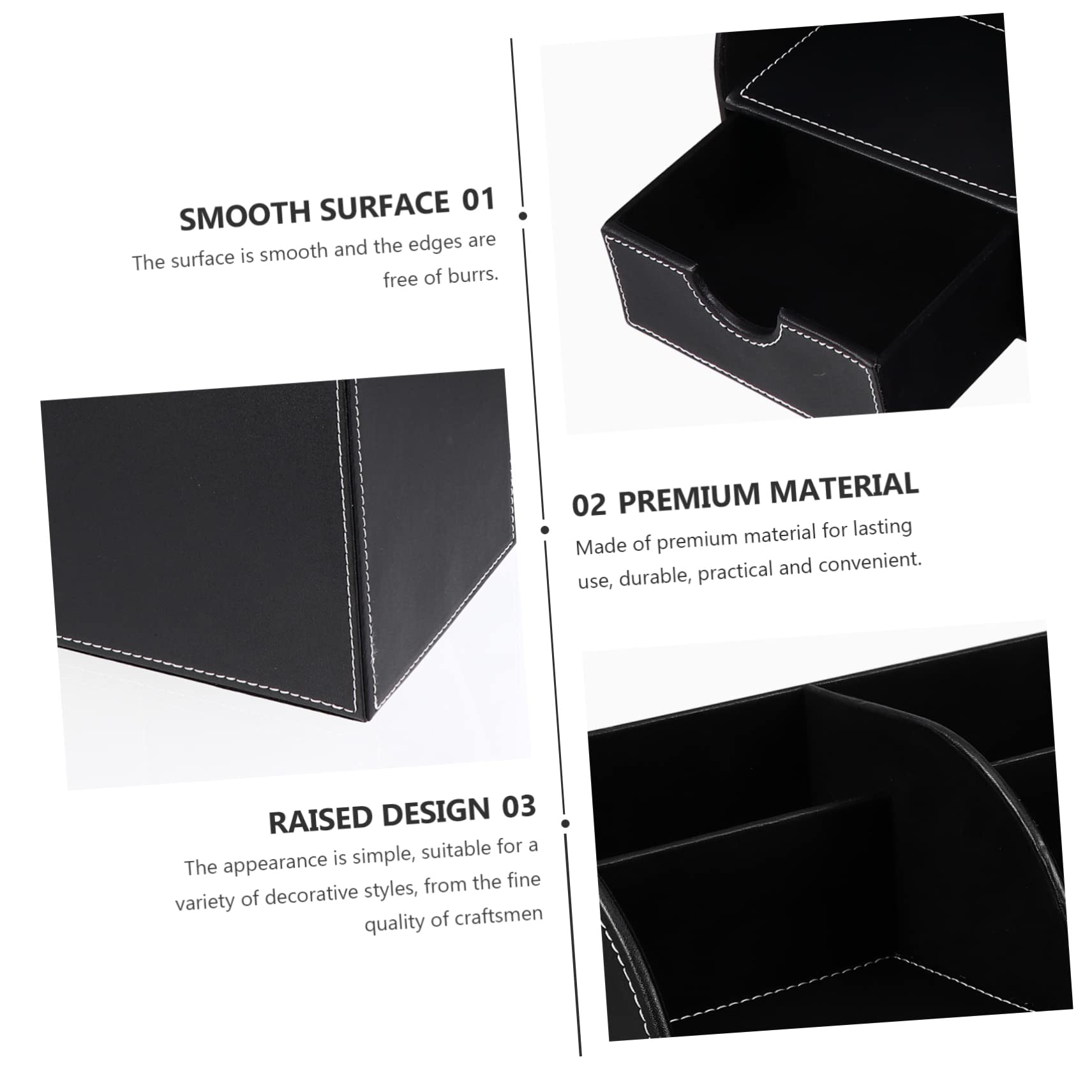 Stiftehalter aus Pu Leder, Quadratisch Schwarz, Schreibtisch Organizer | Abschlussfeier, Einschulung Deko, Fein Verarbeitet, für Schere und Lineal, Modern Dekorativ