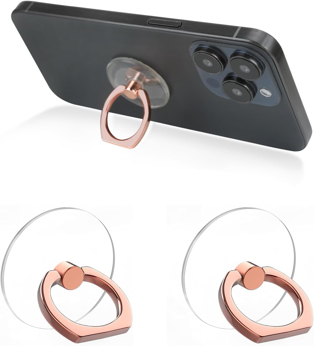 Cell Phone Ring Holder Stand Rose Gold Marble Glitter Bling 360° Rotation Finger Grip Loop Mount for iPhone and Other Smartphones (Gold)