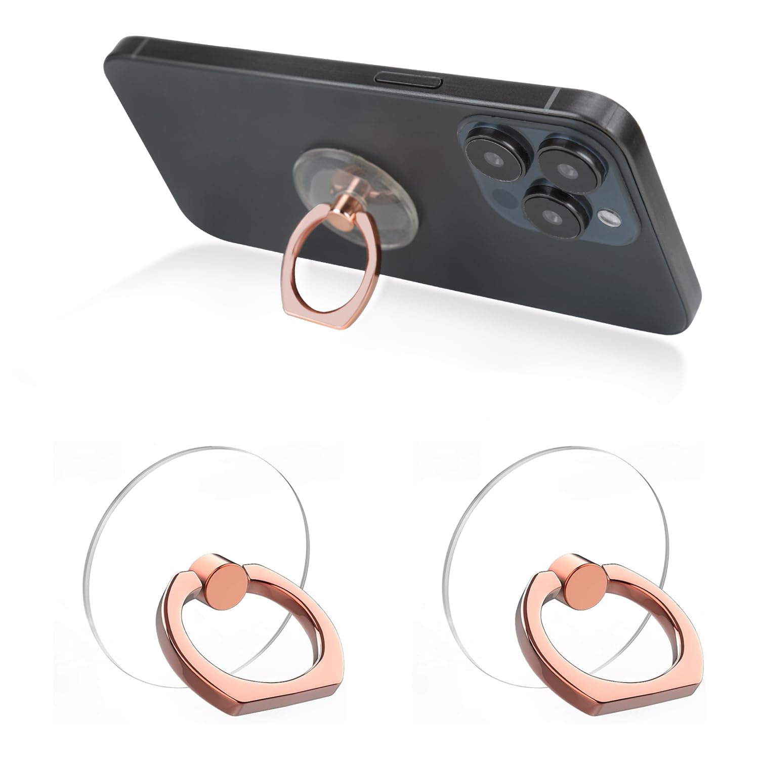 Cell Phone Ring Holder Stand Rose Gold Marble Glitter Bling 360° Rotation Finger Grip Loop Mount for iPhone and Other Smartphones (Gold)