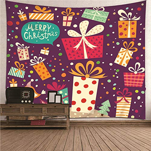 Banemi Wandteppich Bunt, Yoga Wandteppich Bunt Weihnachtsmotiv Geschenkbox Muster Polyester...