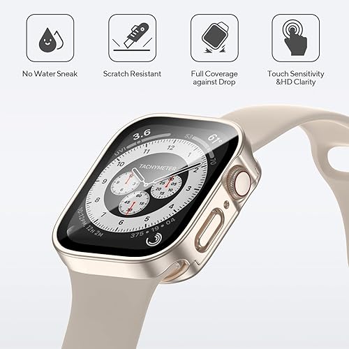 Vista 23 de 4 Pack Compatible with Apple Watch Waterproof Case 40mm Series 6/5/4/SE with Tempered Glass Screen Protector, 2 in 1 Full Coverage Bumper Protective