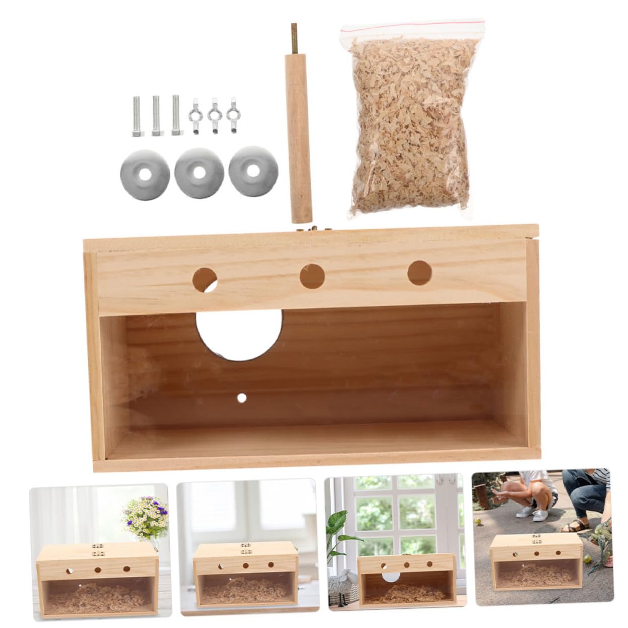 Toddmomy Caja De Cría De Loros Nidos De Pájaros para Jaulas Juguetes De Aves para Periquitos Casa De Pájaros Nido De Pájaro De Madera Accesorios De Aves Nido De Pájaro De Madera Madera