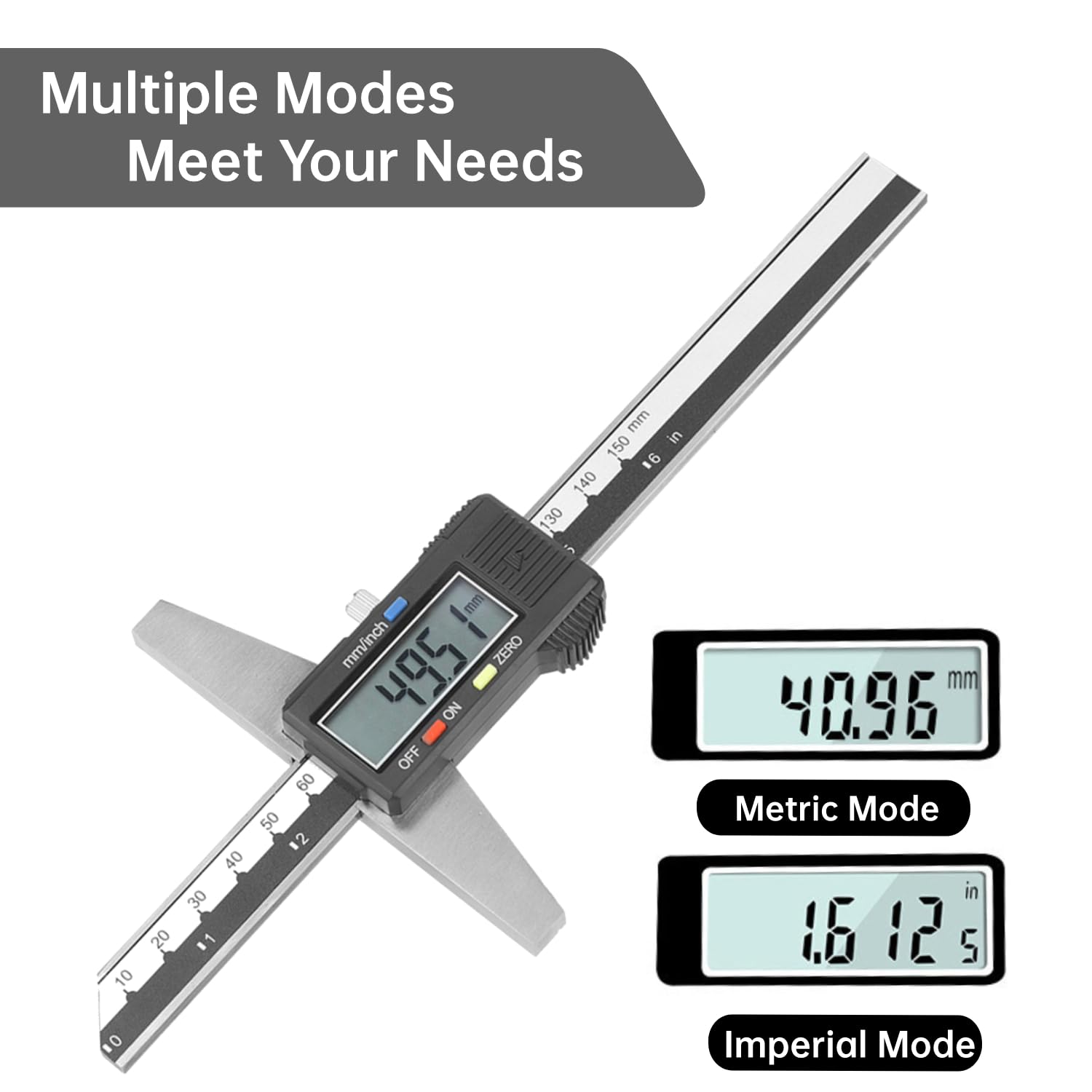Tyenaza Calibre de Profundidad, Pie de Rey Profundidad, Medidor de Profundidad Vernier Herramienta de Medición 0-150mm 0.01mm con Pantalla LCD Grande para el Hogar, Bricolaje y uso Profesional