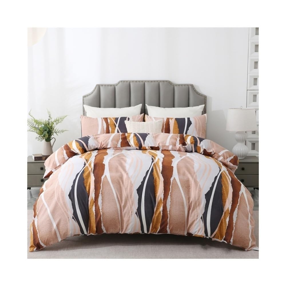 VHKJewE Modern Abstract Geometric Lines Duvet Cover Set Soft Skin friendly Reversible Comforter with Pillowcases Bedding Set(EU King(240x220cm))