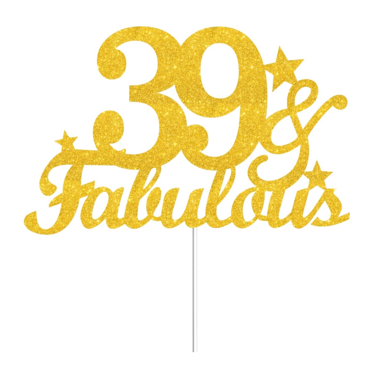 39 & Fabulous 케이크 토퍼 골드 글리터, 행복한 39번째 생일 케이크 토퍼, 39세를 응원하는 생일 생일 장식, 39세 생일 기념일 파티를 위한 39개의 멋진 케이크 장식