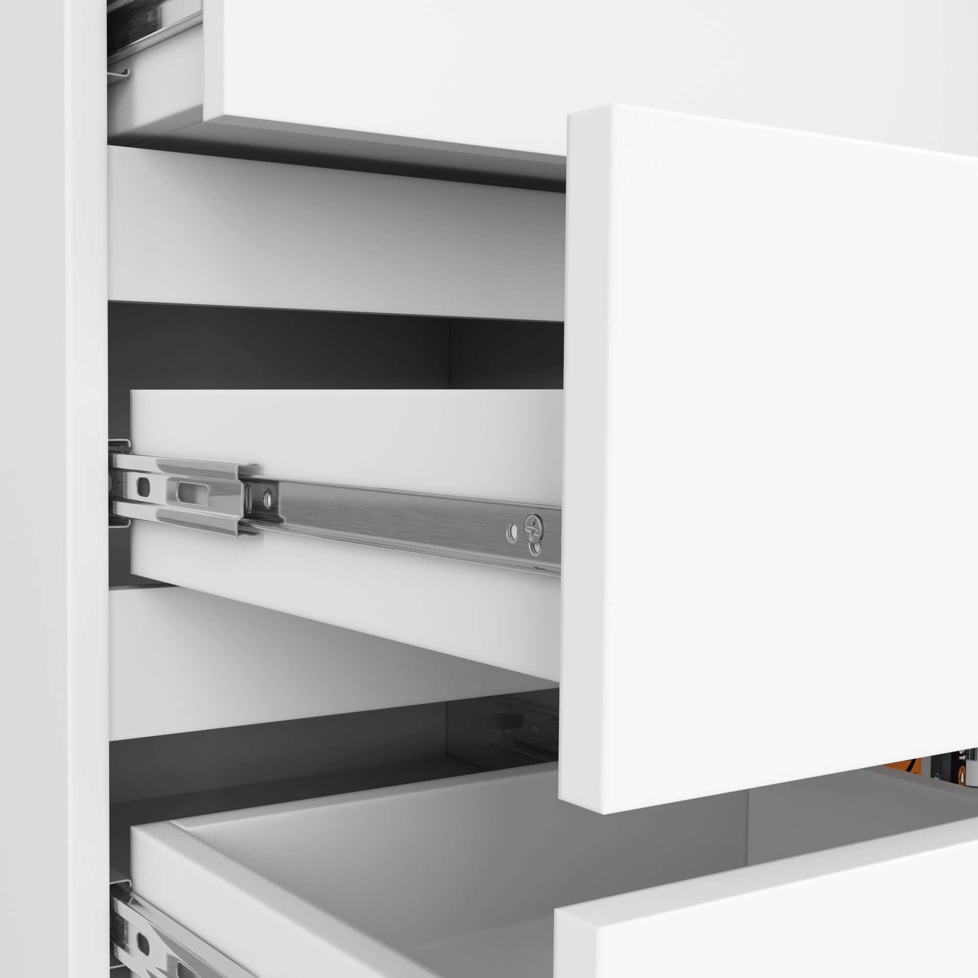 AKORD Kommode K-100 avec 1 Portes et 5 Tiroirs | pour Le Salon Chambre à Coucher | Moderne | Plateau Laminé 16mm | 80 x 35 x 97 cm | Blanc & Blanc