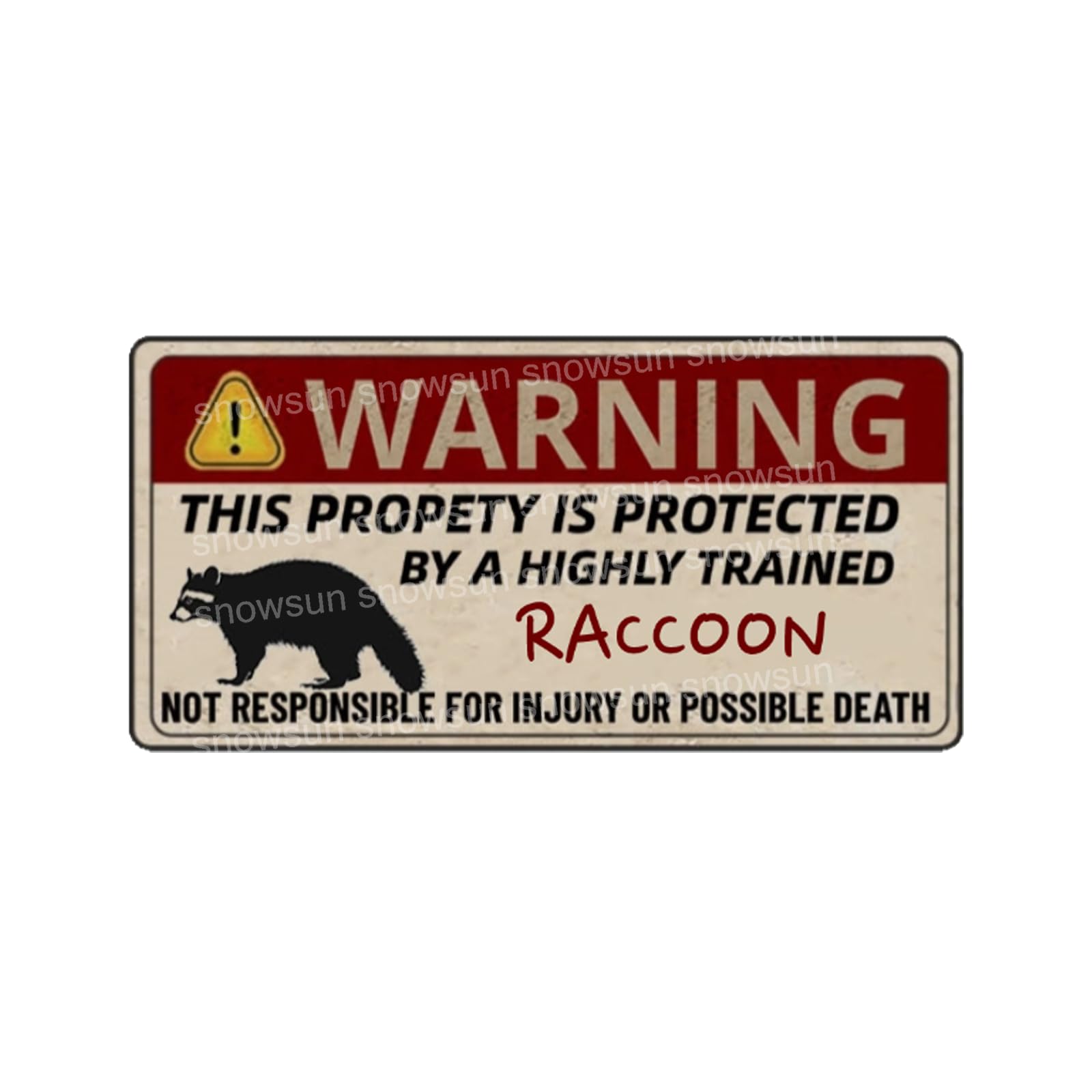 Warning Of Raccoon Beware Signs Vintage Tin Sign For Fence Outdoor Yard Home Decor 4x16 Inch