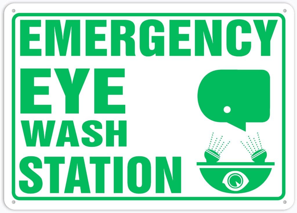 8"x12" Tin Metal Sign - Emergency Eye Wash Station - Decorative Plate For Shop, Yard, Garage, Outdoor Wall
