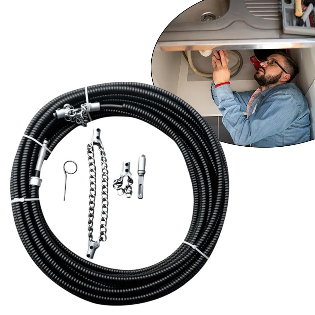 Máquina limpiadora de desagües eléctrica de 1 a 5 m, draga de fontanería con extensión de 16 mm, herramienta de resorte para fregadero, tuberías, baño, limpieza y descalcificación