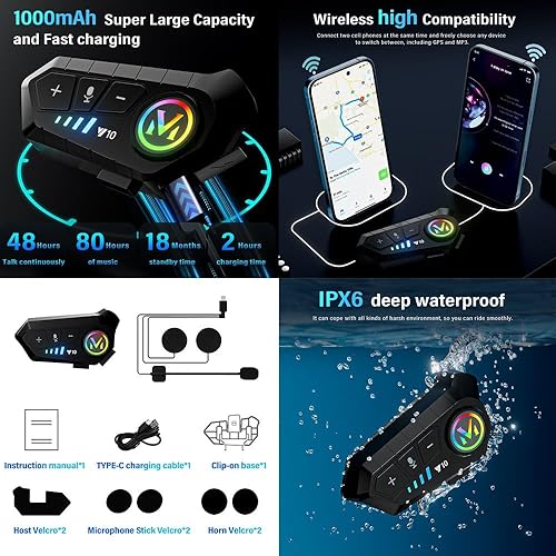 Miniatura 5 de Casco modular de motocicleta Bluetooth, aprobado por DOT, casco de motocicleta de cara completa, casco de doble visera con altavoces duales y