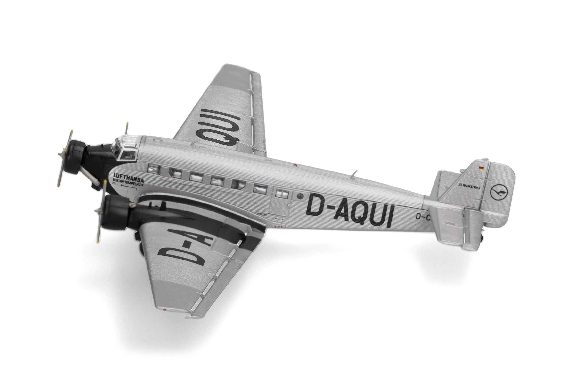 Herpa Modellflugzeug Lufthansa Junkers Ju-52, Miniatur im Maßstab 1:160, Sammlerstück, Modell ohne Standfuß, Kunststoff