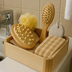 Kit Banho Spa Madeira Relaxante Massagem Revigora Esfoliação