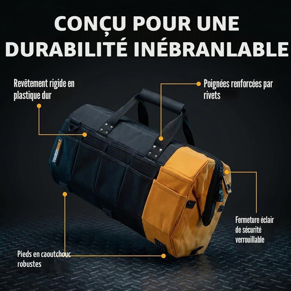 TOUGHBUILT Sac à Outils Massive Mouth 40 cm pour Artisans Professionnels avec Accès Facile et Durable
