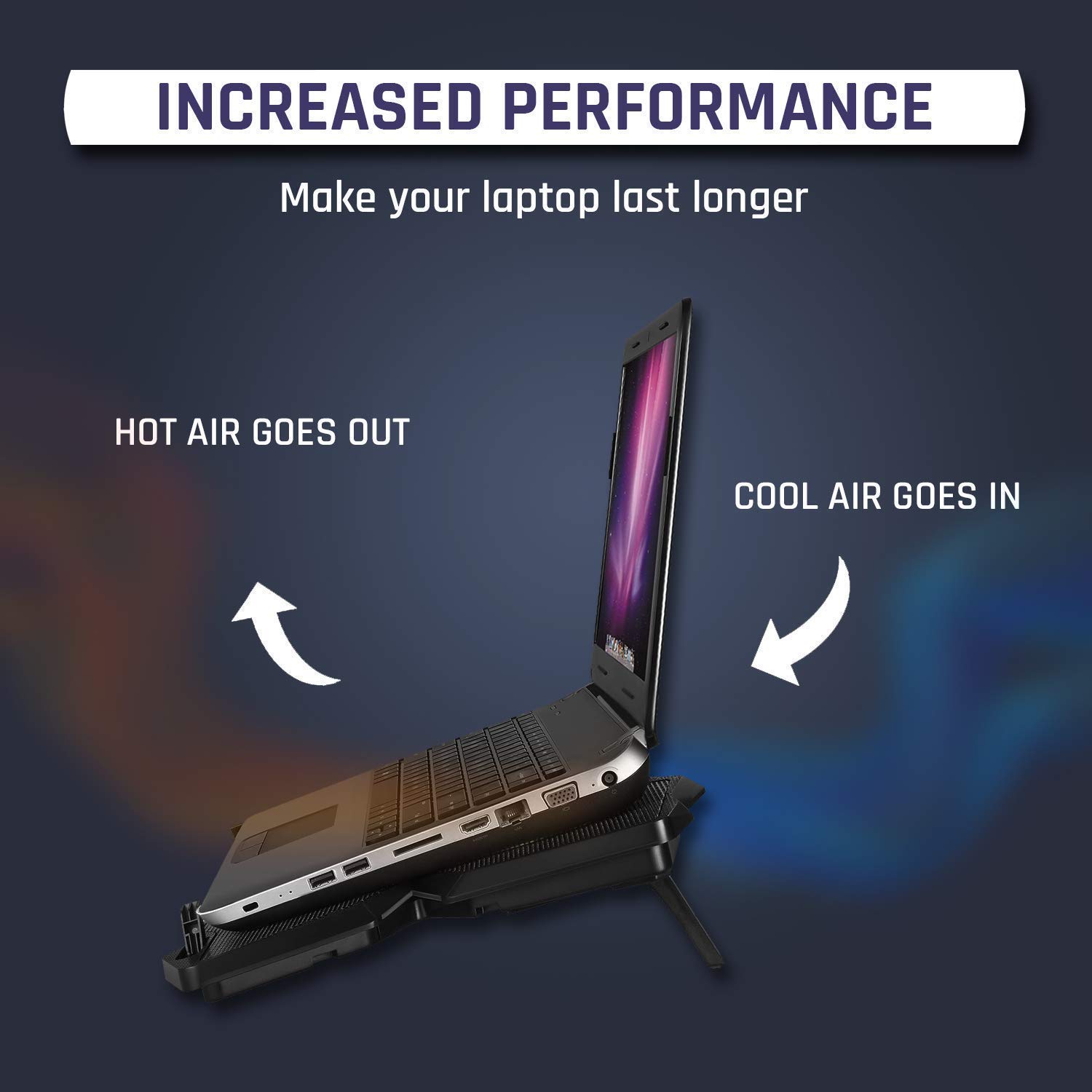 Buy AYAY Wind Laptop Cooling Pad + Laptop Stand with 4 Fans at 1200 RPM