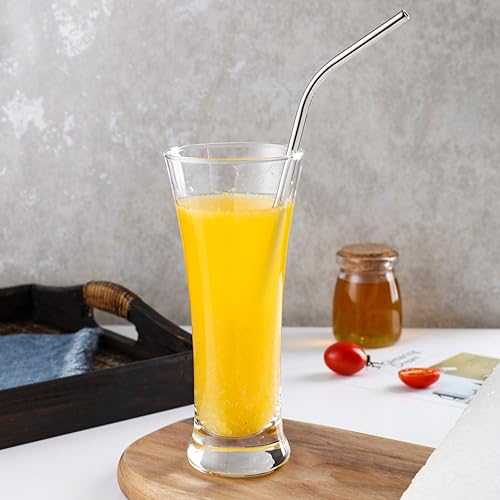 Miniatura 7 de Pajitas de metal reutilizables, paquete de 24 pajitas de acero inoxidable de 8.5 pulgadas a granel de 8.465 x 0.236 in, rectas, curvadas, para vasos