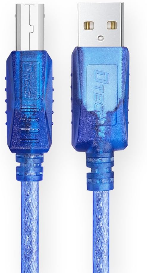 DTech 6ft Shielded USB Printer Cable 2.0 A Male to B Male Port Data Transfer Square End Wire (6 Feet, Dark Blue)