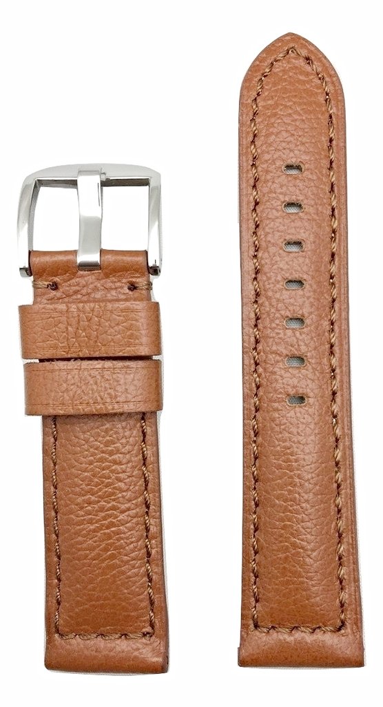 NEWLIFE 22mm Panerai Style Watch Band | Brown Genuine Leather, Smooth, Soft Replacement Strap for Men and Women