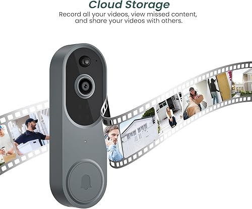Miniatura 6 de Cámara de timbre de video de 1080p inalámbrica con timbre, visión en vivo FHD, detección humana AI, audio de 2 vías, visión nocturna, almacenamiento